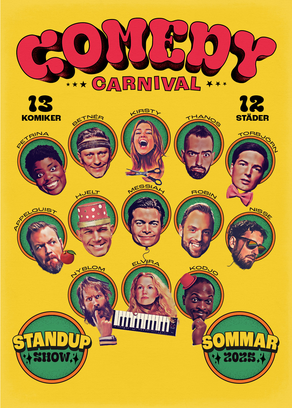 Comedy Carnival grafik med bilder på standup-komiker