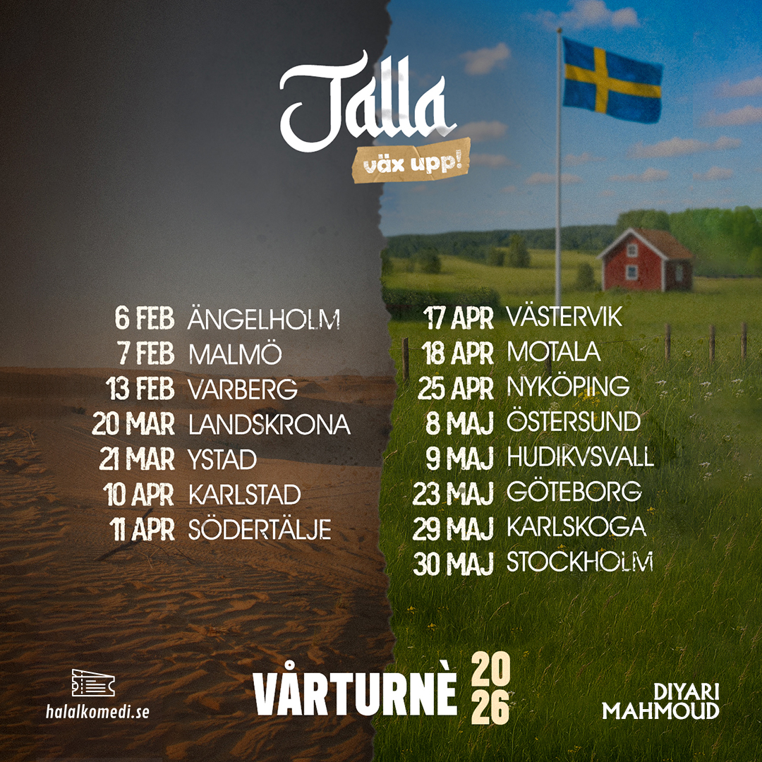 Jalla, väx upp! Ny Sverigeturné med Diyari Mahmoud hösten 2025.